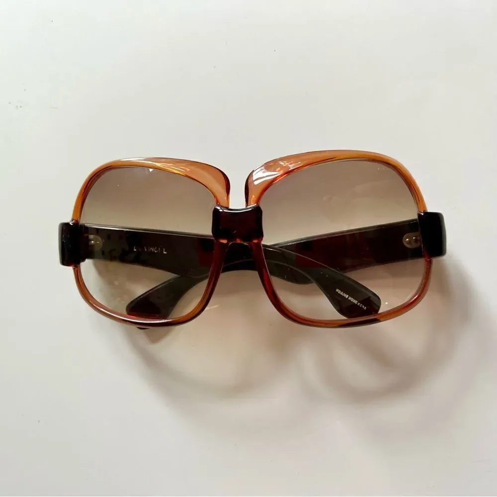 Swoonworthy MASSIVE 1970s Da Vinci Oversized Rose Brown Acetate Sunglasses